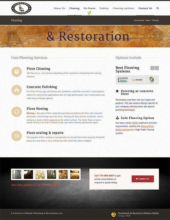 «Concrete & Marble Polishing and Restoration»: Список оказываемых услуг